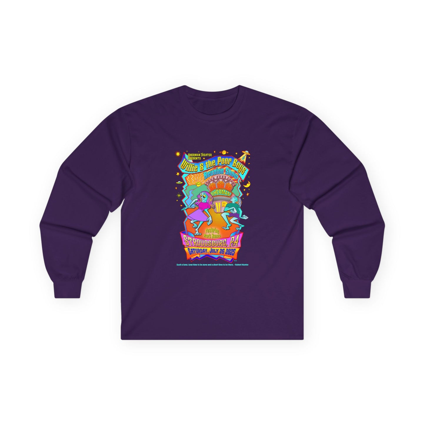 Unisex Long Sleeve Tee - 2025 Reunion Hand-Drawn Front with "Music & Memories" Artwork Back (Various Colors Available)