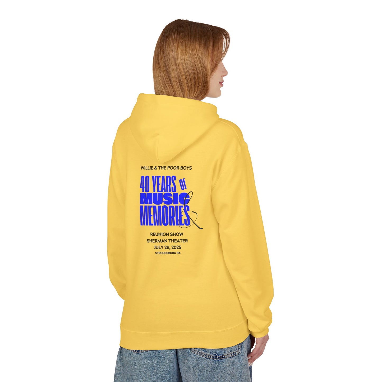 Unisex Reunion Hoodie – Poor Boys Logo Front with 40 Years of Music & Memories Back (Various Colors Available)