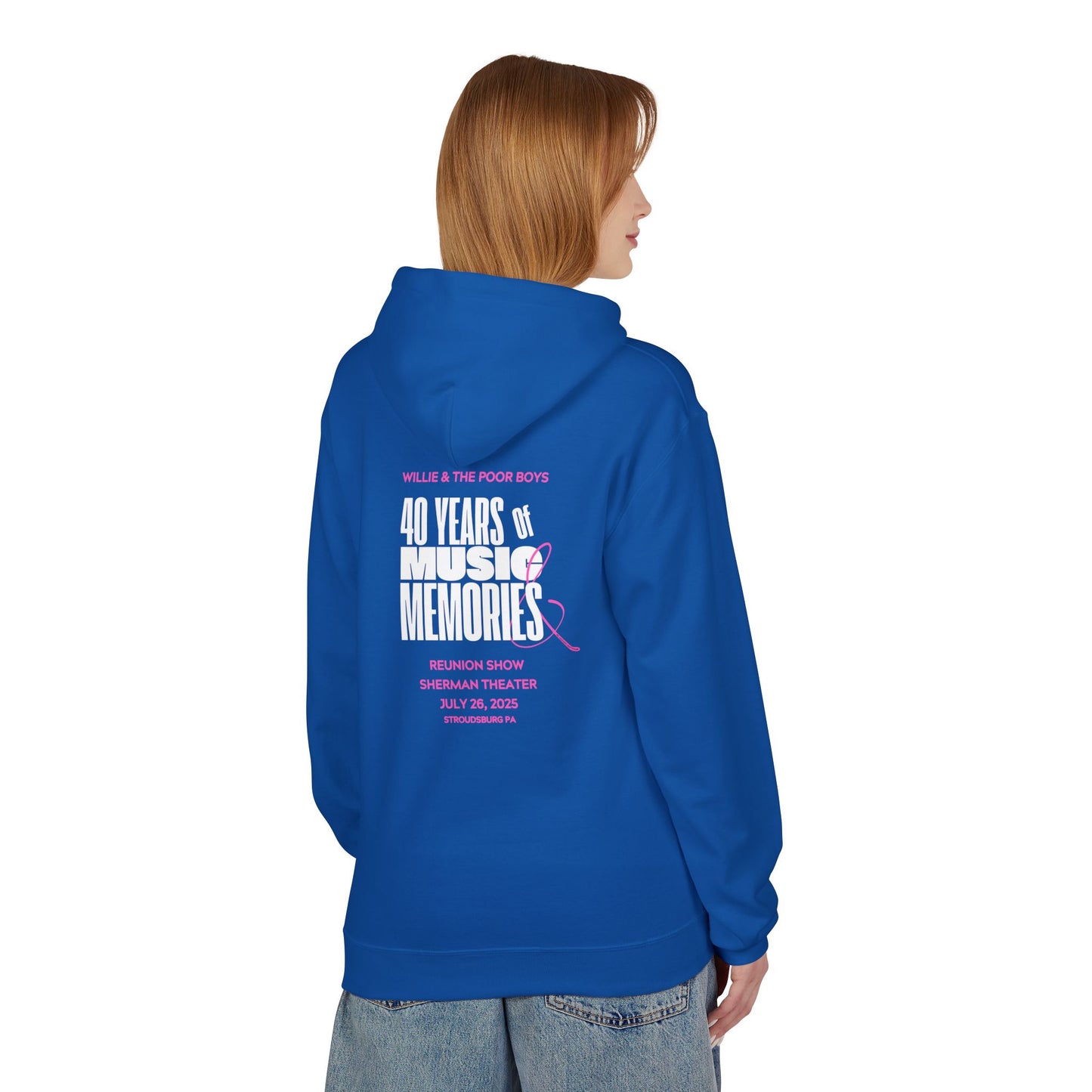 Unisex Reunion Hoodie – Poor Boys Logo Front with 40 Years of Music & Memories Back (Various Colors Available)
