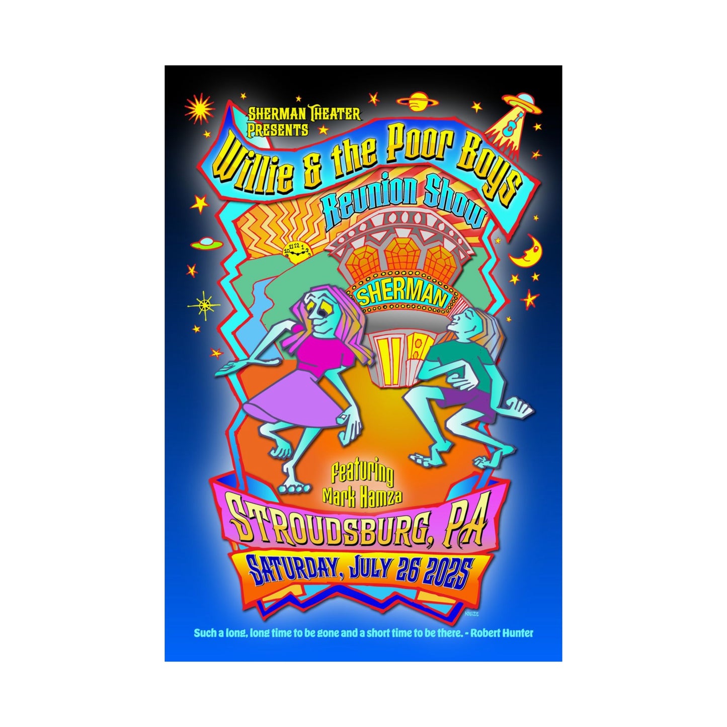 Limited Edition Reunion Poster – Willie and the Poor Boys - Artwork by Gary Knize (Satin Finish)