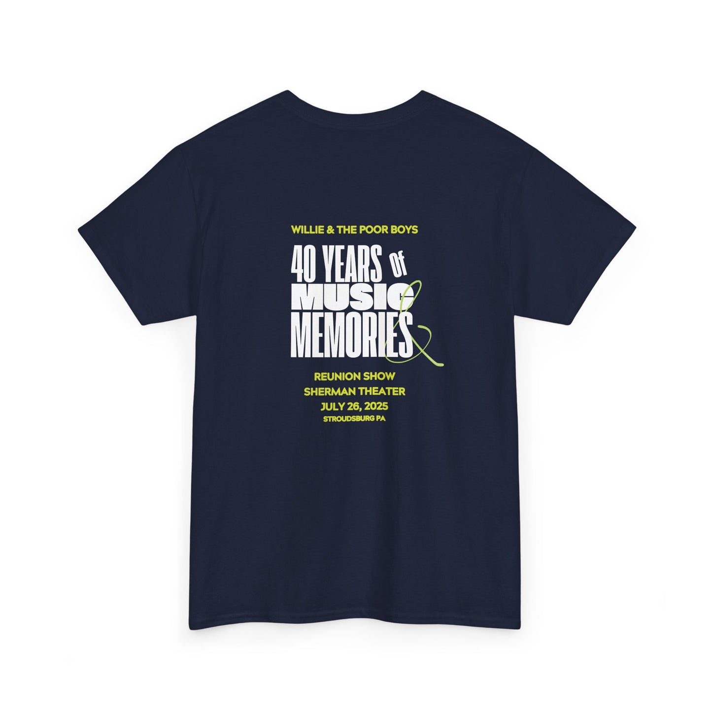 Photo Collage Band Name Front with Tie-Dye Burst & 40 Years of Music & Memories Back – Unisex T-Shirt (Various Colors Available)