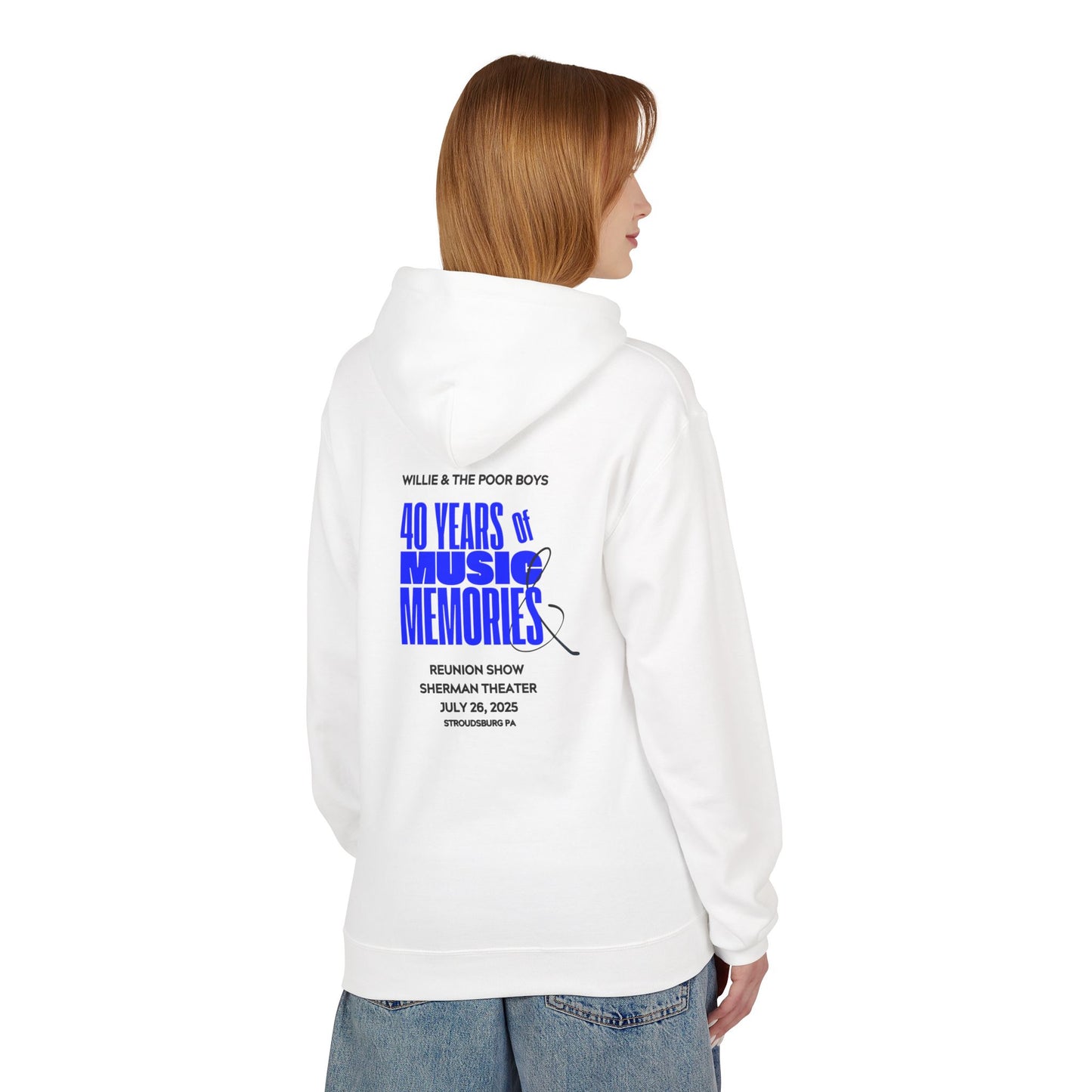 Unisex Reunion Hoodie – Poor Boys Logo Front with 40 Years of Music & Memories Back (Various Colors Available)