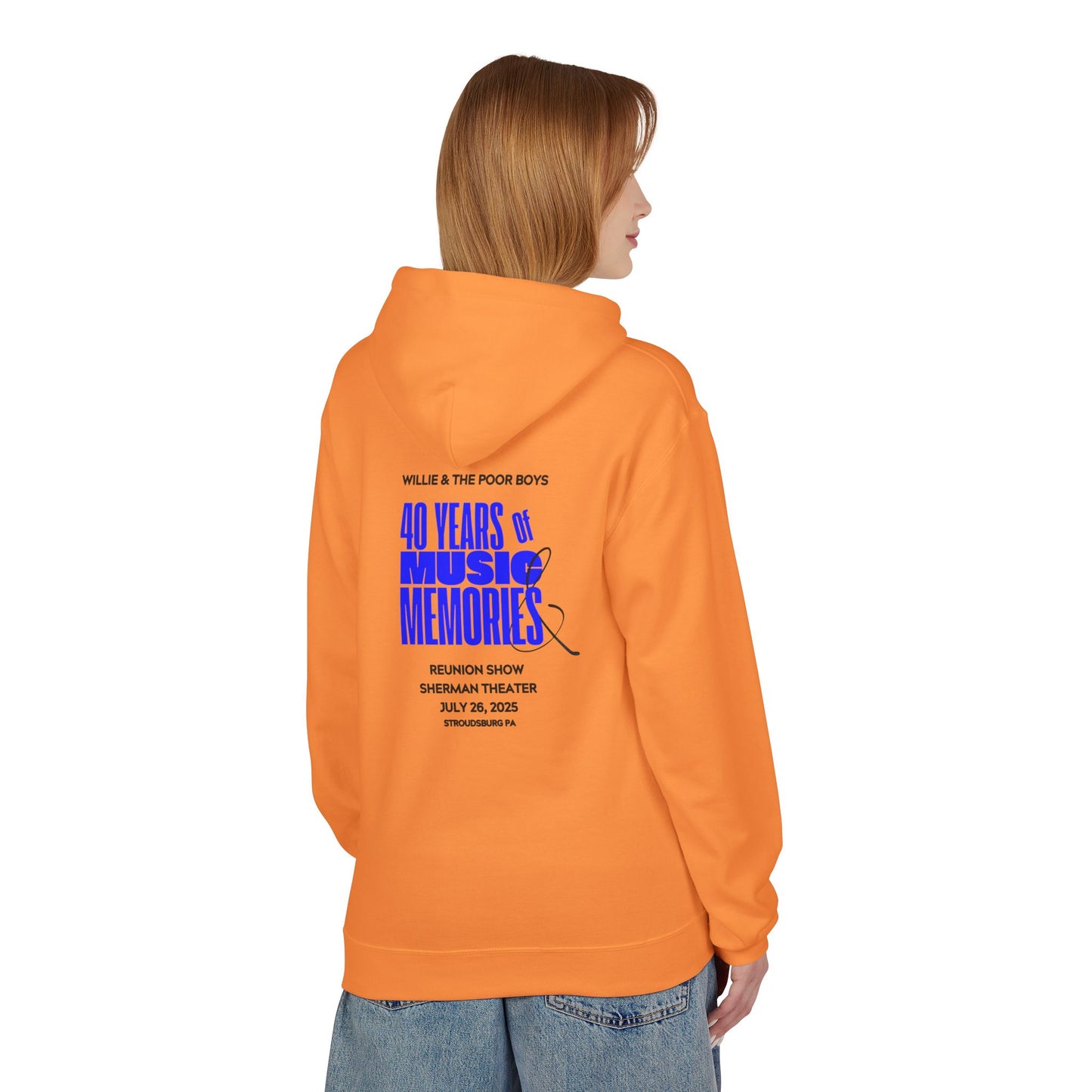 Unisex Reunion Hoodie – Poor Boys Logo Front with 40 Years of Music & Memories Back (Various Colors Available)