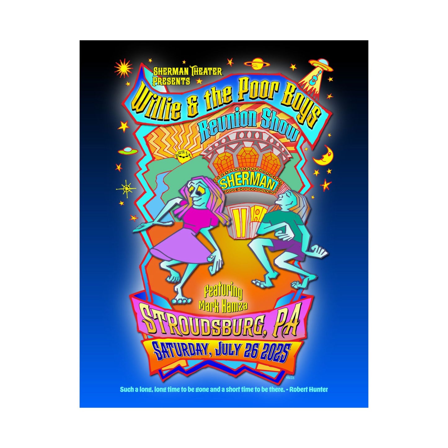 Limited Edition Reunion Poster – Willie and the Poor Boys - Artwork by Gary Knize (Satin Finish)