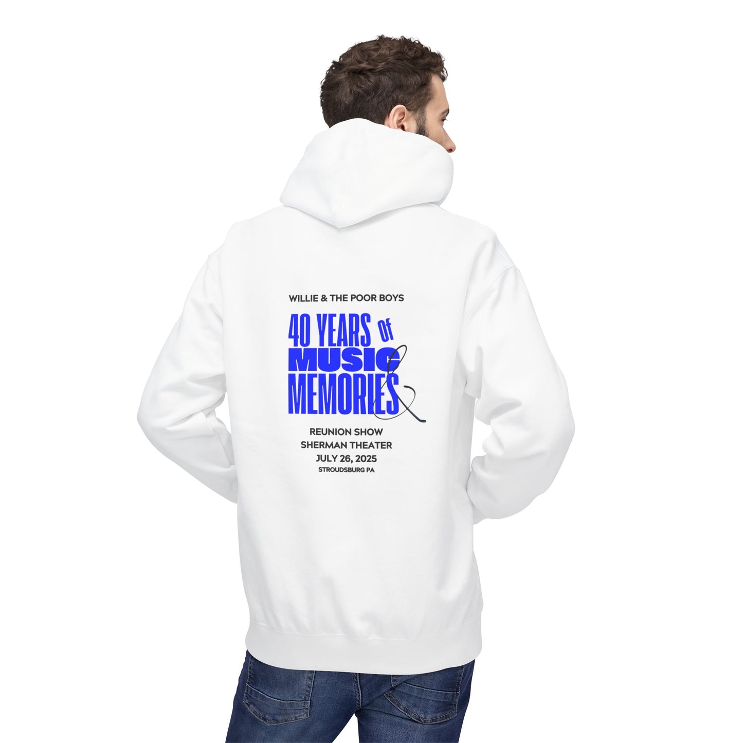 Unisex Reunion Hoodie – Poor Boys Logo Front with 40 Years of Music & Memories Back (Various Colors Available)