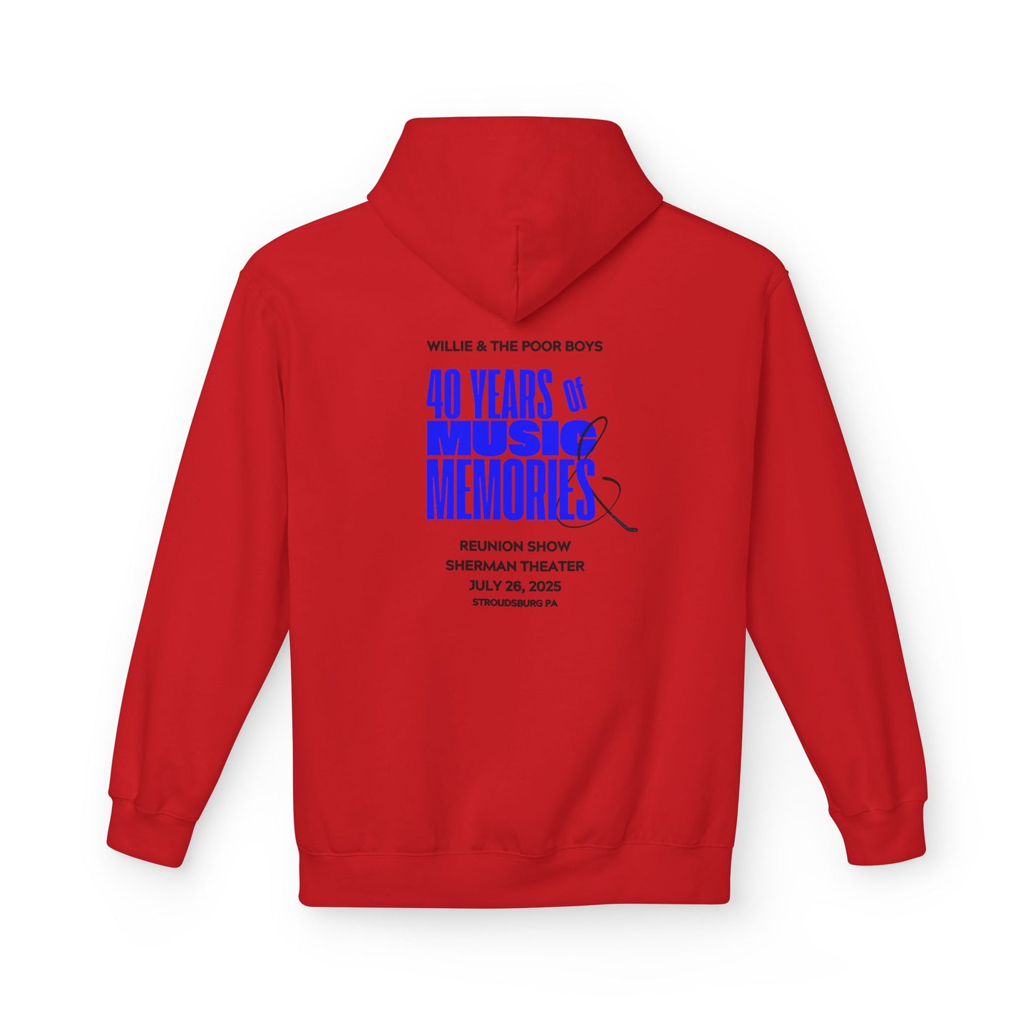 Unisex Reunion Hoodie – Poor Boys Logo Front with 40 Years of Music & Memories Back (Various Colors Available)