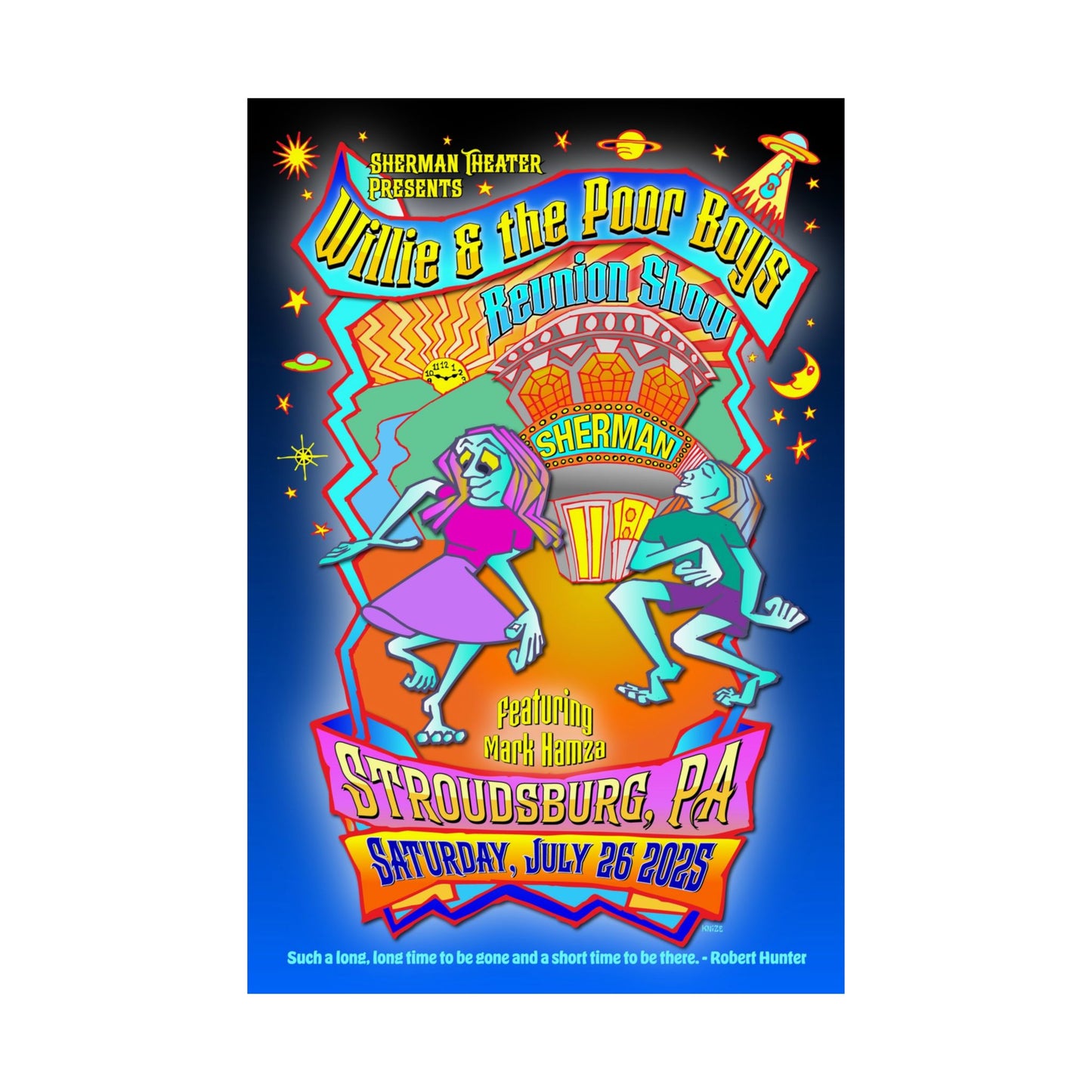 Limited Edition Reunion Poster – Willie and the Poor Boys - Artwork by Gary Knize (Satin Finish)