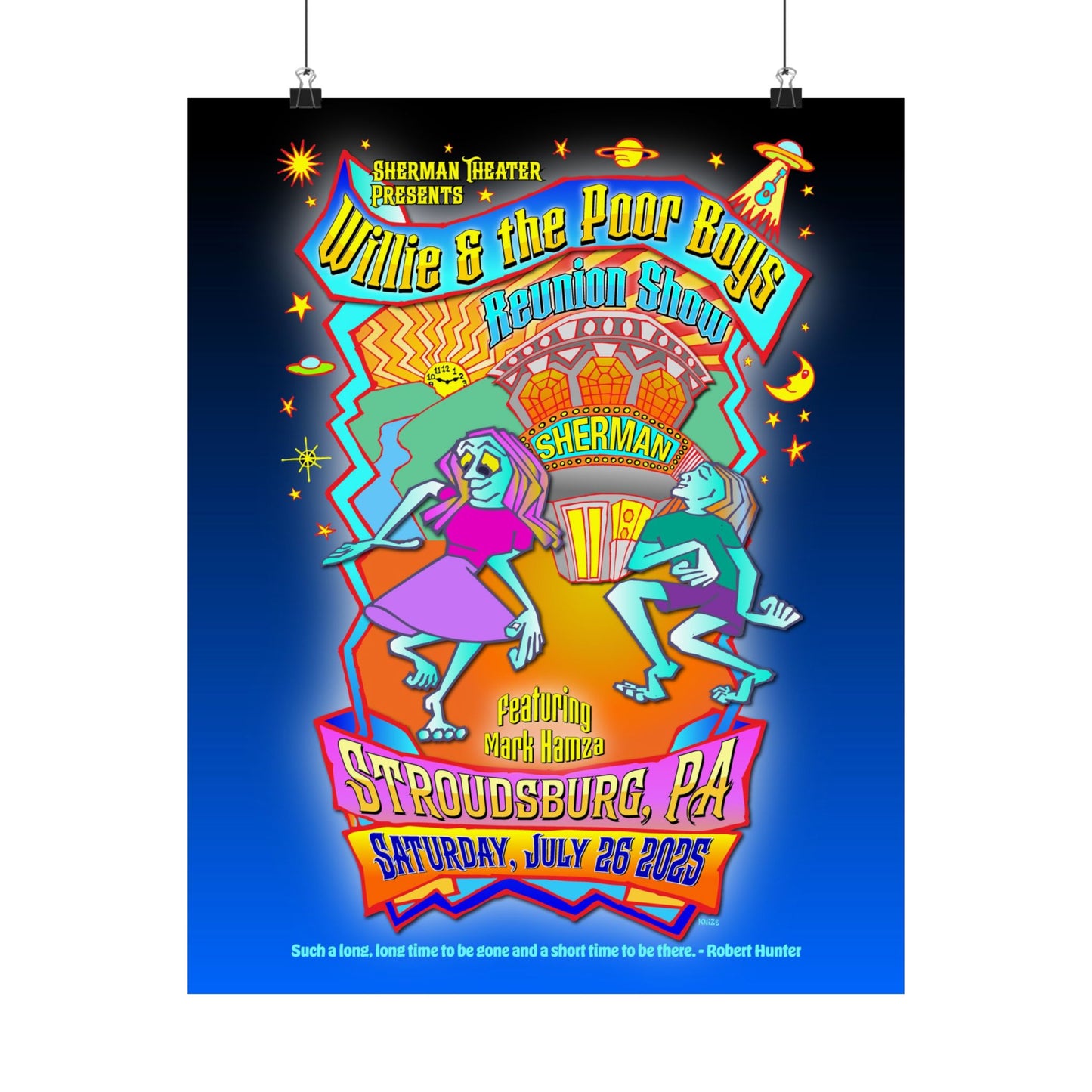 Limited Edition Reunion Poster – Willie and the Poor Boys - Artwork by Gary Knize (Satin Finish)