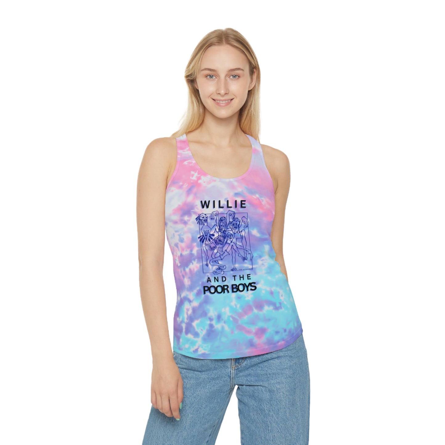 Tie-Dye Racerback Tank - Music & Memories Artwork Bank & Logo Front (3 colors available)
