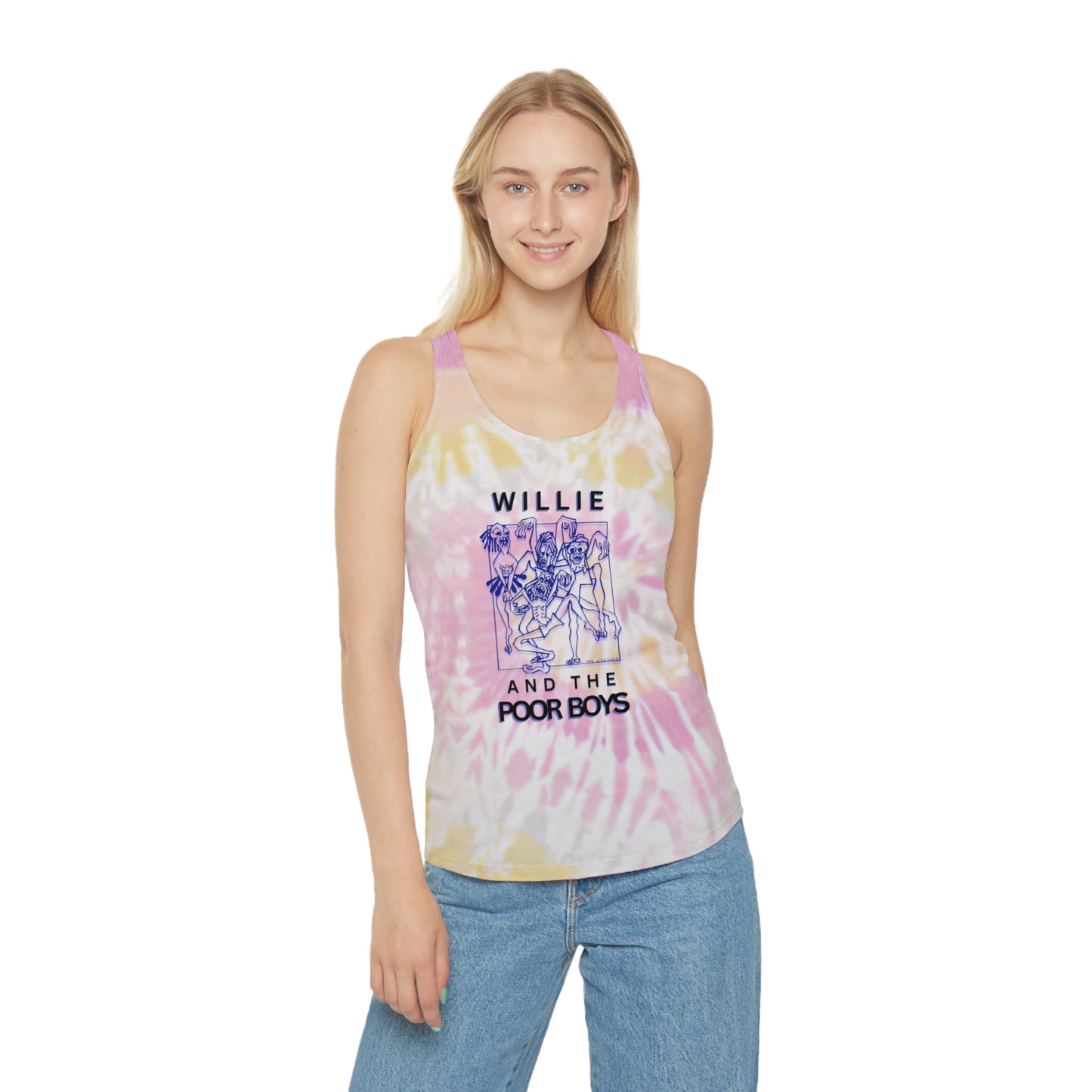 Tie-Dye Racerback Tank - Music & Memories Artwork Bank & Logo Front (3 colors available)