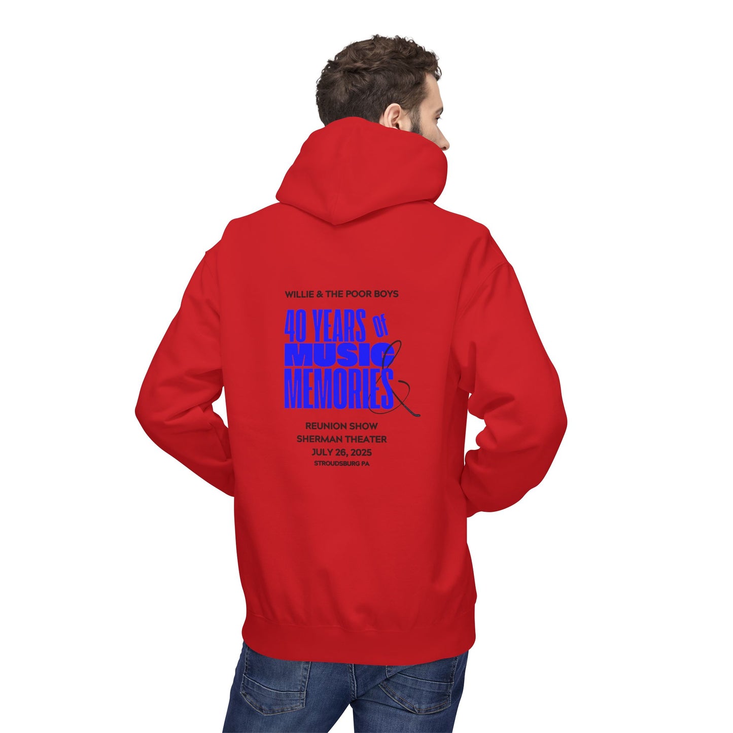 Unisex Reunion Hoodie – Poor Boys Logo Front with 40 Years of Music & Memories Back (Various Colors Available)