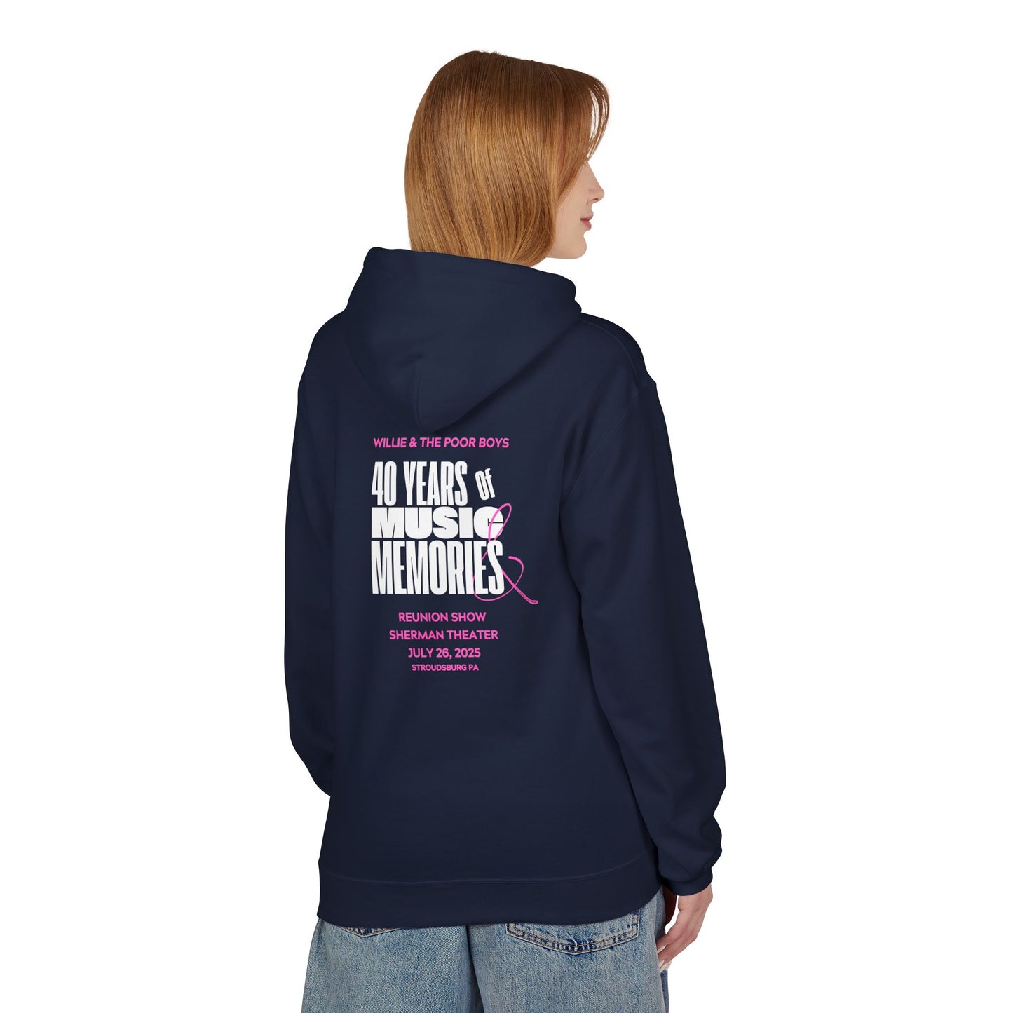 Unisex Reunion Hoodie – Poor Boys Logo Front with 40 Years of Music & Memories Back (Various Colors Available)