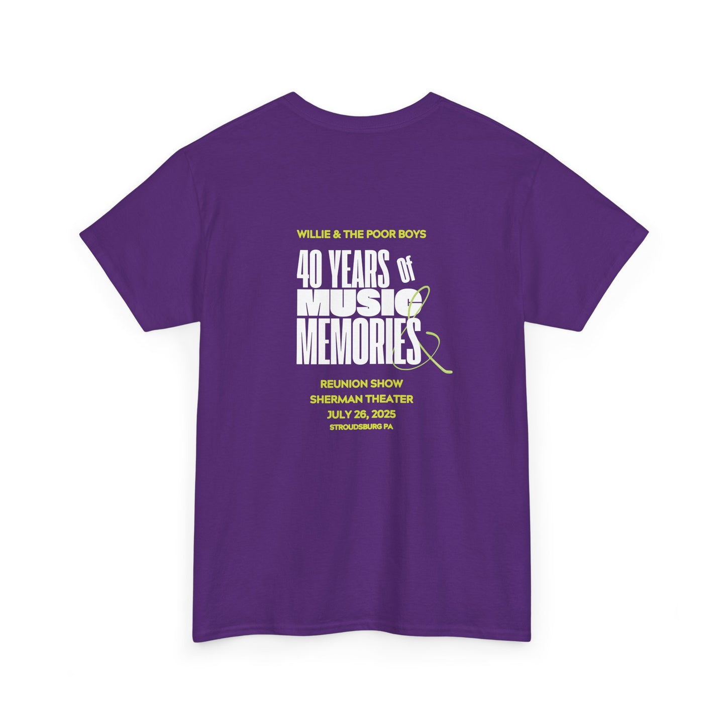 Photo Collage Band Name Front with Tie-Dye Burst & 40 Years of Music & Memories Back – Unisex T-Shirt (Various Colors Available)