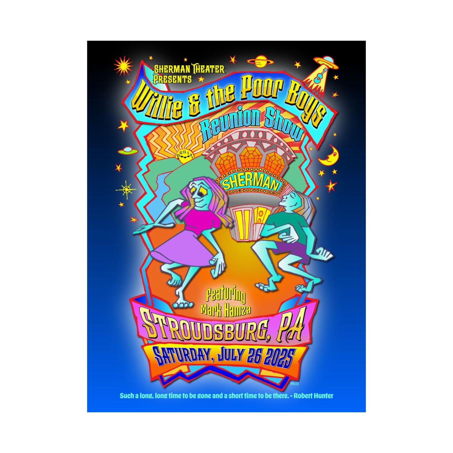 Limited Edition Reunion Poster – Willie and the Poor Boys - Artwork by Gary Knize (Satin Finish)