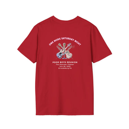 Copy of Solid Colors "One More Saturday Night" with Instruments Artwork Back & Logo Front - Softstyle T-Shirt (Various Colors Available)