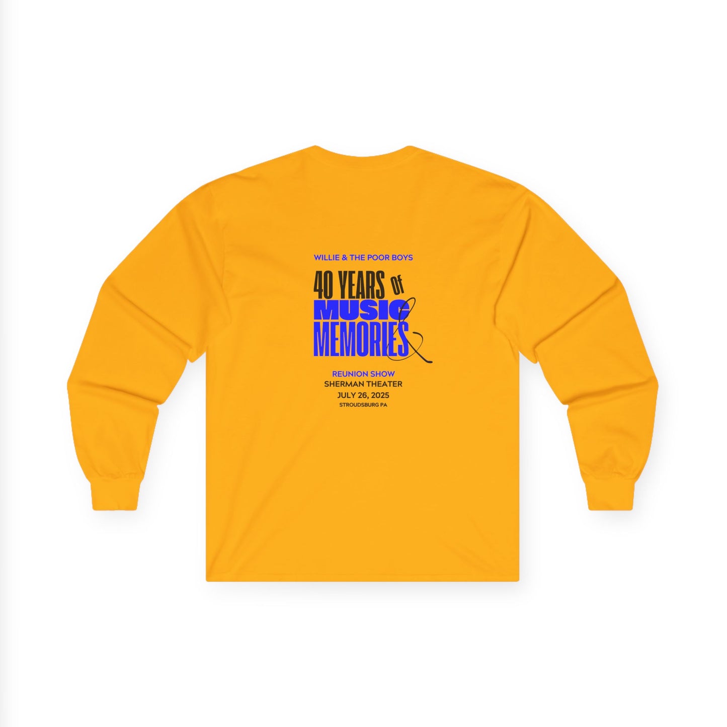 Unisex Long Sleeve Tee - 2025 Reunion Hand-Drawn Front with "Music & Memories" Artwork Back (Various Colors Available)