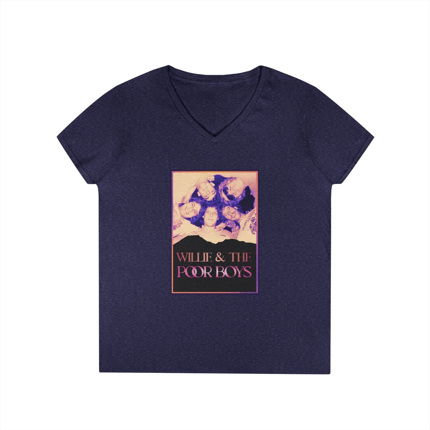 Ladies' V-Neck – Vintage Band Photo Front & 40 Years of Music & Memories Back (Various Colors Available)