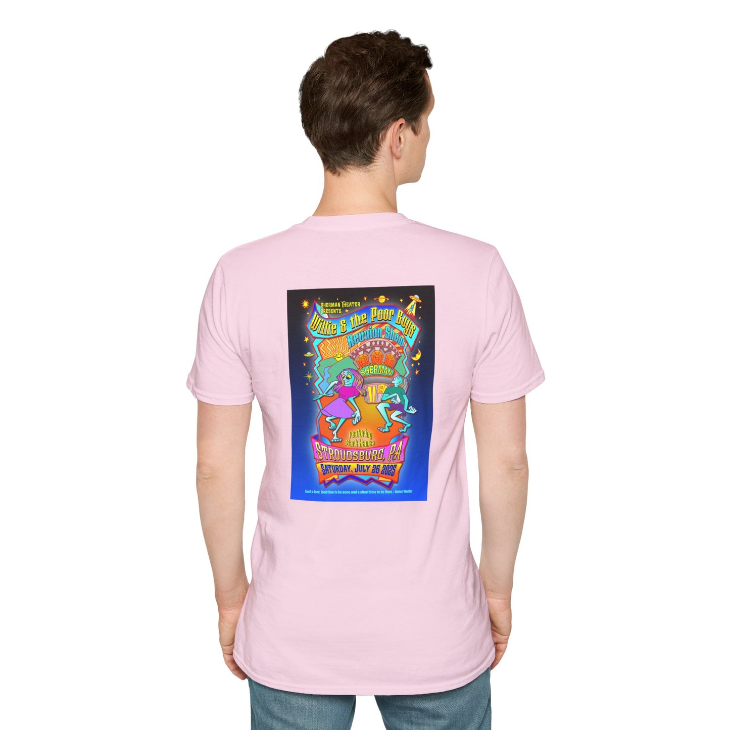 Solid Colors – 2025 Reunion Tee with Hand-Drawn Back Design and Pocket-Size Front Logo Softstyle T-Shirt (Various Colors Available)