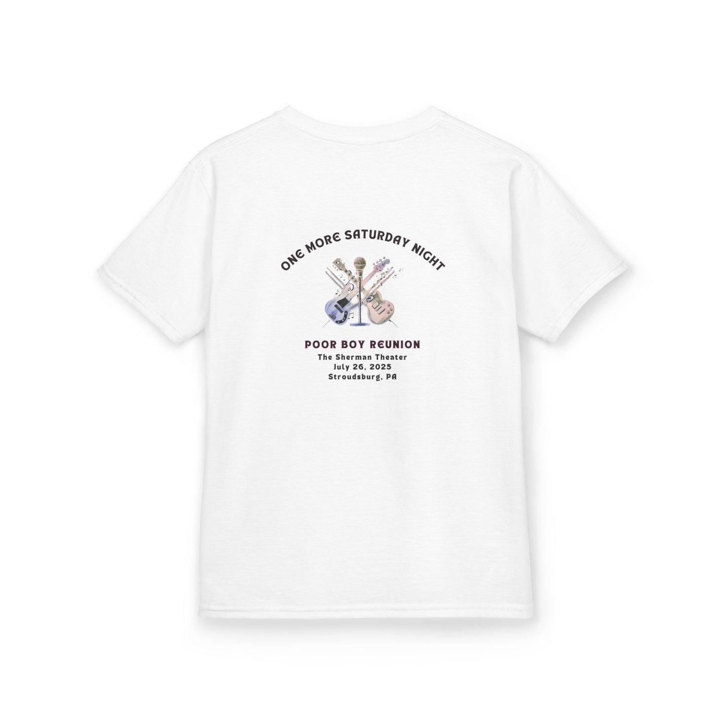 Kids Tee - "One More Saturday Night" with Instruments Artwork Back & Band Logo Front