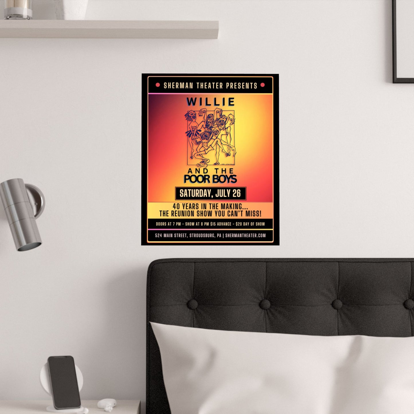 Reunion Concert Poster (Orange Hues) – Willie and the Poor Boys (Satin Finish, Retro Design)