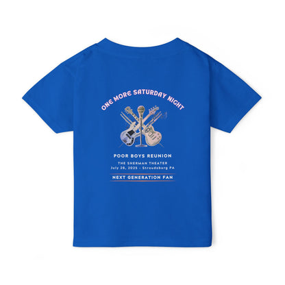 Toddler “Next Generation Fan” T-Shirt with Band Logo Front & “One More Saturday Night” Back