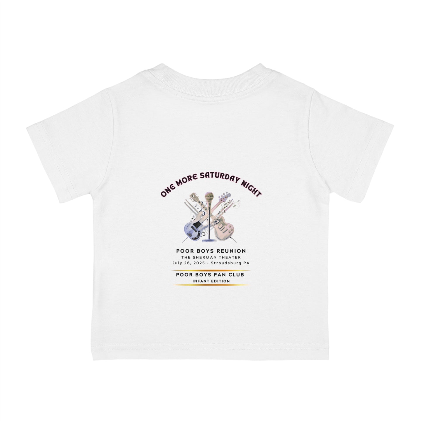 Infant Cotton Jersey Tee – Fan Club Infant Edition with “One More Saturday Night” Back & Logo Front