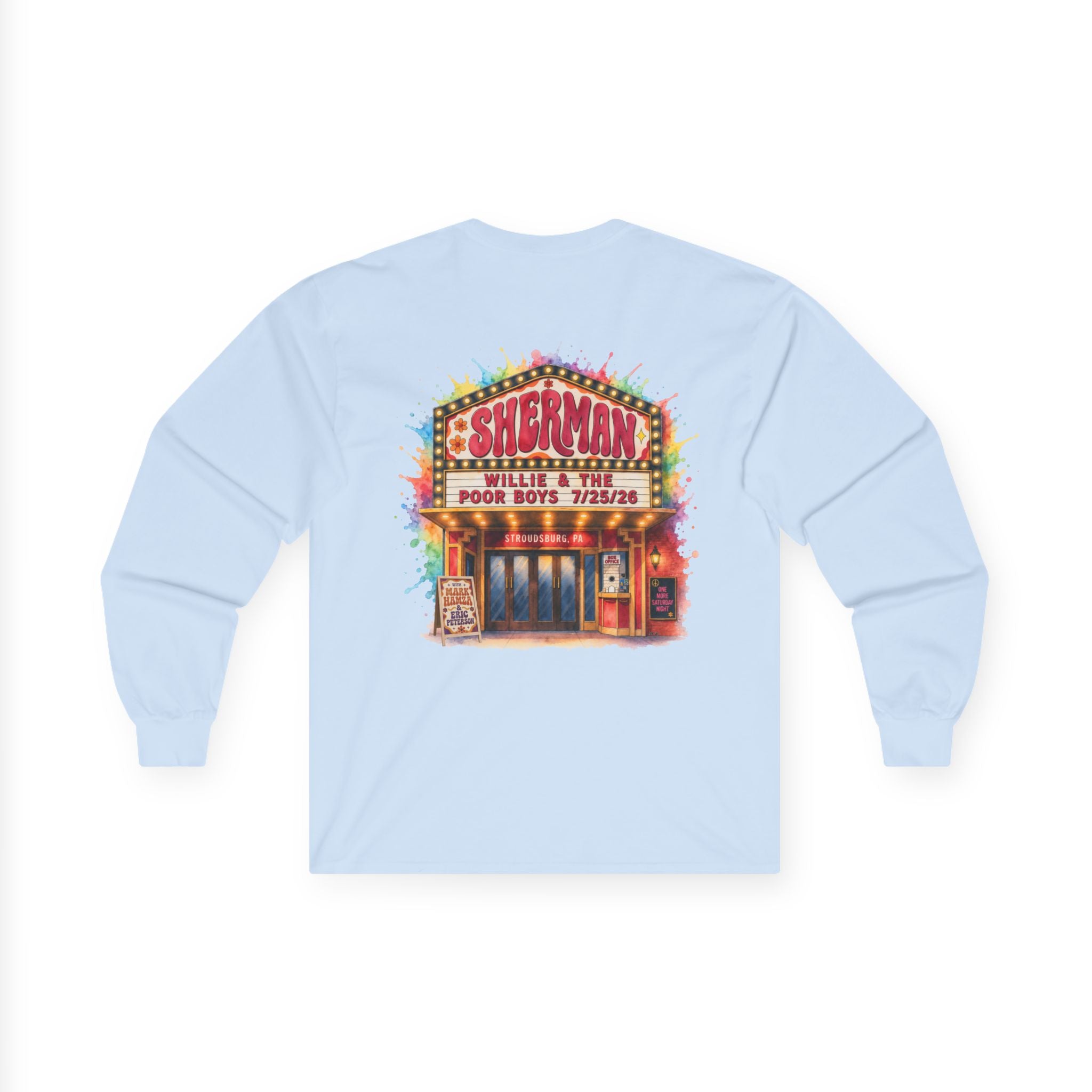 Medium Weight Long Sleeve Tee - Willie & The Poor Boys Sherman Reunion Artwork
