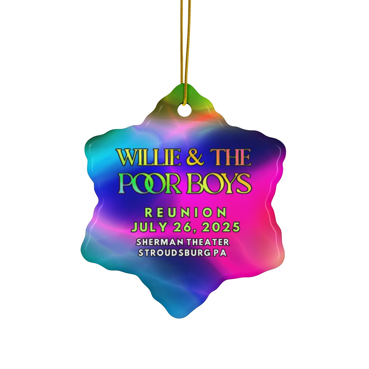 Double-Sided Ceramic Keepsake Ornament  - Willie & The Poor Boys Logo (Circle, Heart, Star, Snowflake)