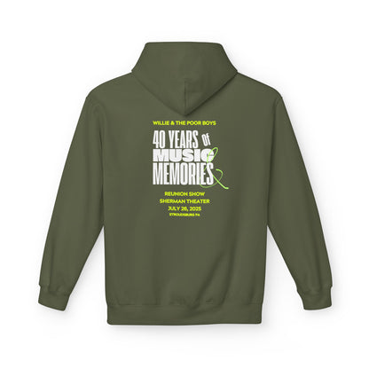 Unisex Reunion Hoodie – 40 Years of Music & Memories with Front Logo (Various Colors Available)