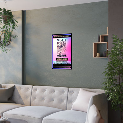 Reunion Concert Poster (Pink Hues) – Willie and the Poor Boys (Satin Finish, Retro Design)