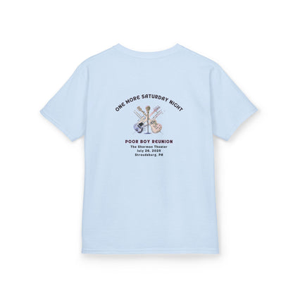 Kids Tee - "One More Saturday Night" with Instruments Artwork Back & Band Logo Front