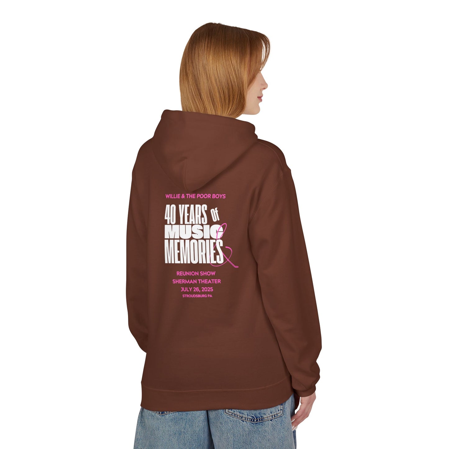 Unisex Reunion Hoodie – Poor Boys Logo Front with 40 Years of Music & Memories Back (Various Colors Available)