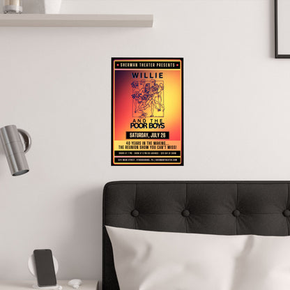 Reunion Concert Poster (Orange Hues) – Willie and the Poor Boys (Satin Finish, Retro Design)