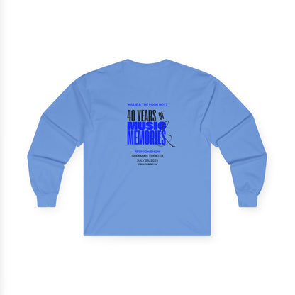 Unisex Long Sleeve Tee - 2025 Reunion Hand-Drawn Front with "Music & Memories" Artwork Back (Various Colors Available)