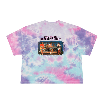 Tie Dye Crop Tee "One More Saturday Night" with Vintage Band Photo Back & Poor Boys Logo Front (3 colors available)