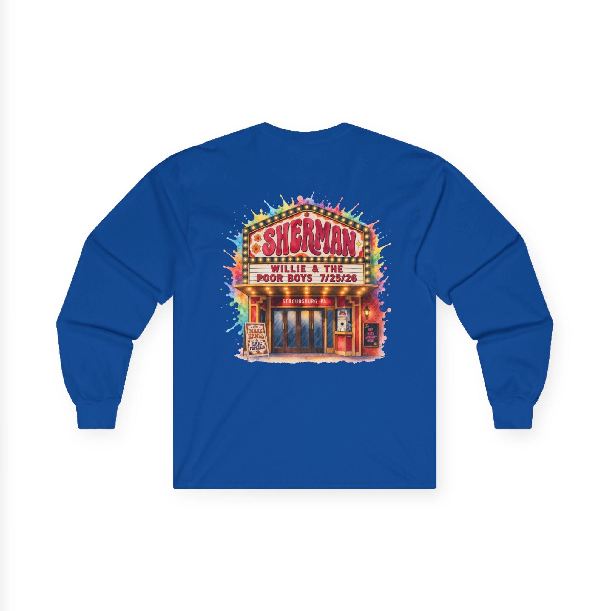 Medium Weight Long Sleeve Tee - Willie & The Poor Boys Sherman Reunion Artwork