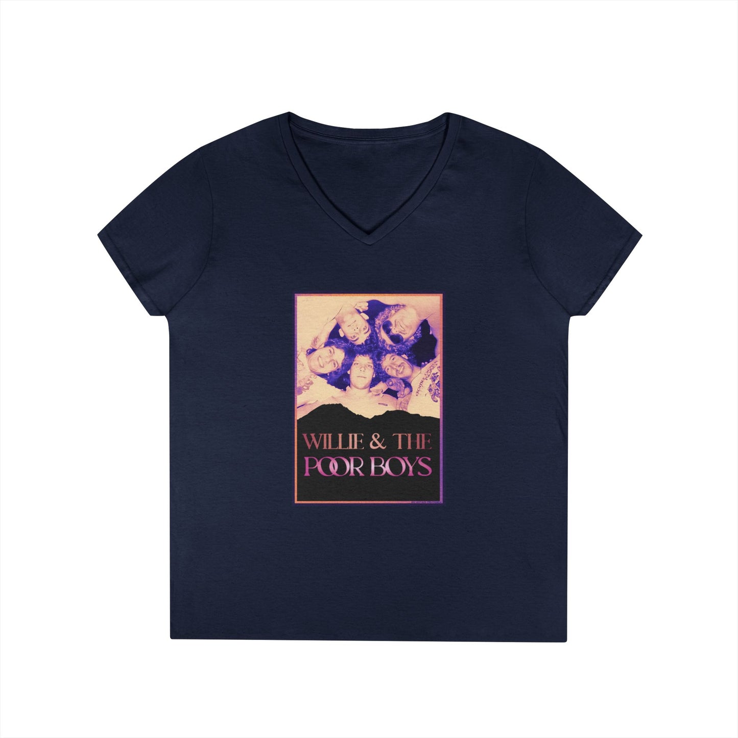 Ladies' V-Neck – Vintage Band Photo Front & 40 Years of Music & Memories Back (Various Colors Available)