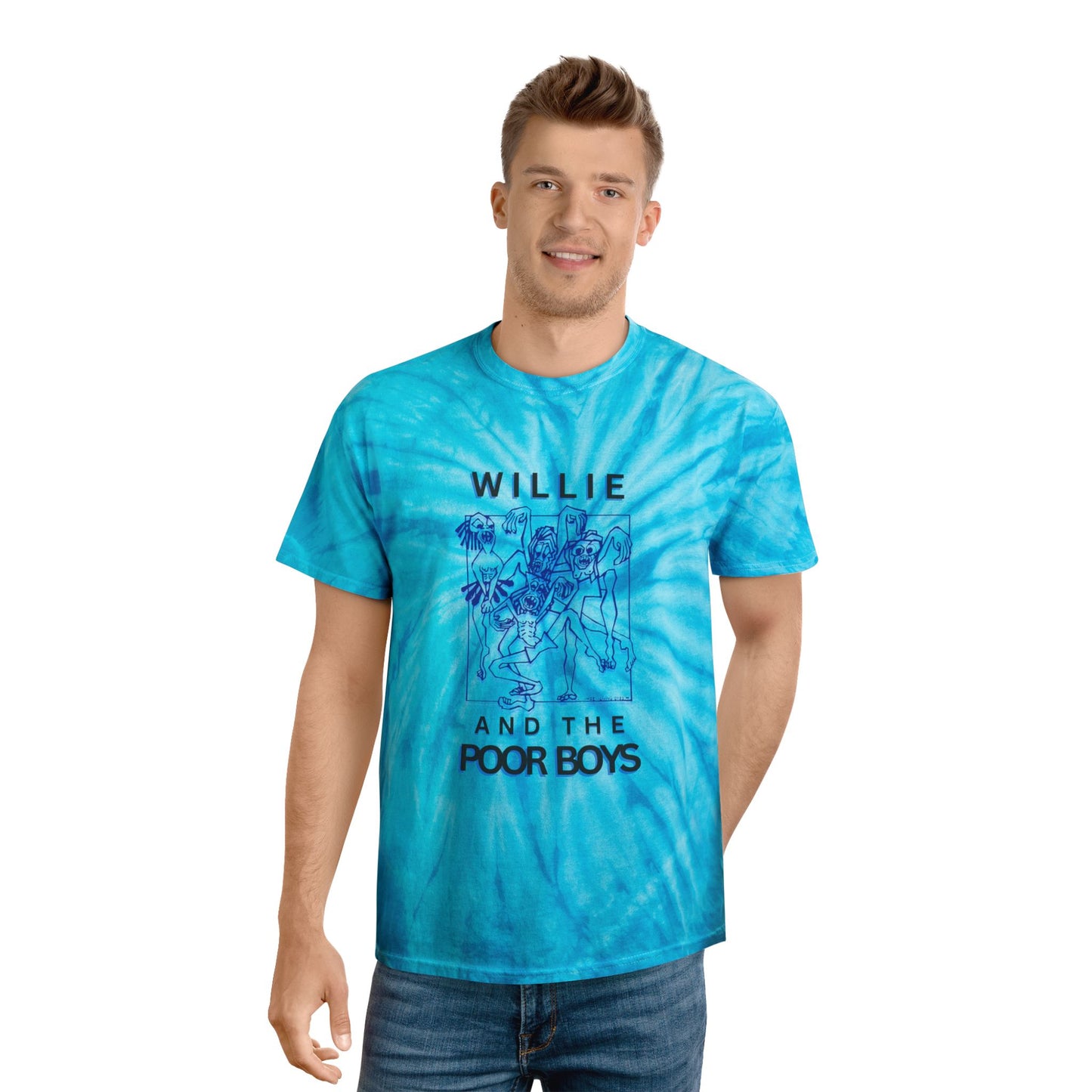 Tie-Dye "One More Saturday Night" Vintage Band Photo Back with Front Logo - Unisex T-Shirt (4 colors available)