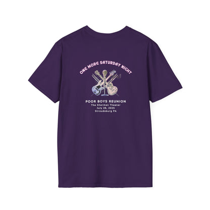 Copy of Solid Colors "One More Saturday Night" with Instruments Artwork Back & Logo Front - Softstyle T-Shirt (Various Colors Available)