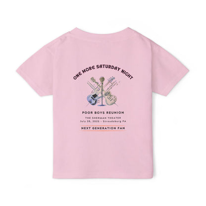 Toddler “Next Generation Fan” T-Shirt with Band Logo Front & “One More Saturday Night” Back