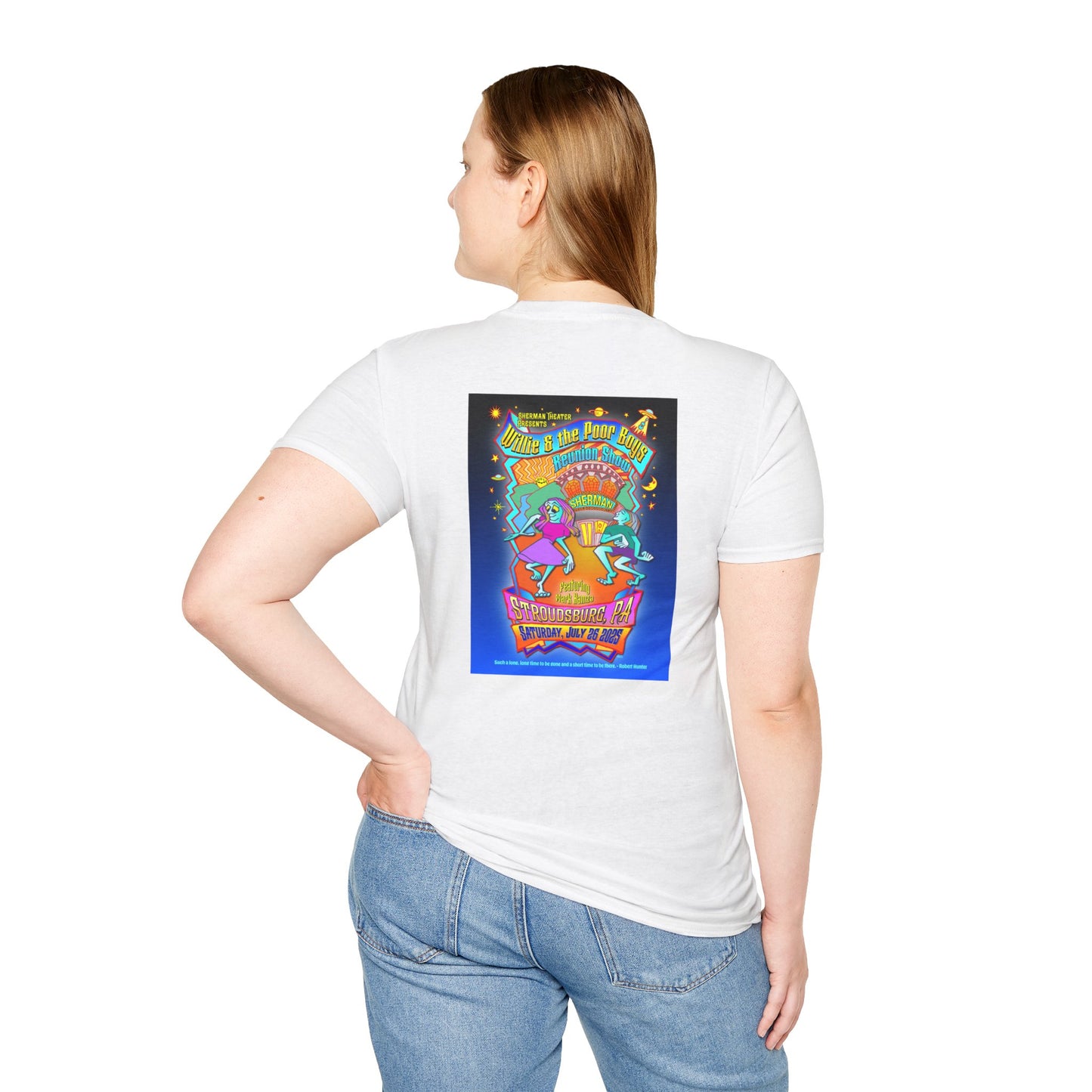 Solid Colors – 2025 Reunion Tee with Hand-Drawn Back Design and Pocket-Size Front Logo Softstyle T-Shirt (Various Colors Available)