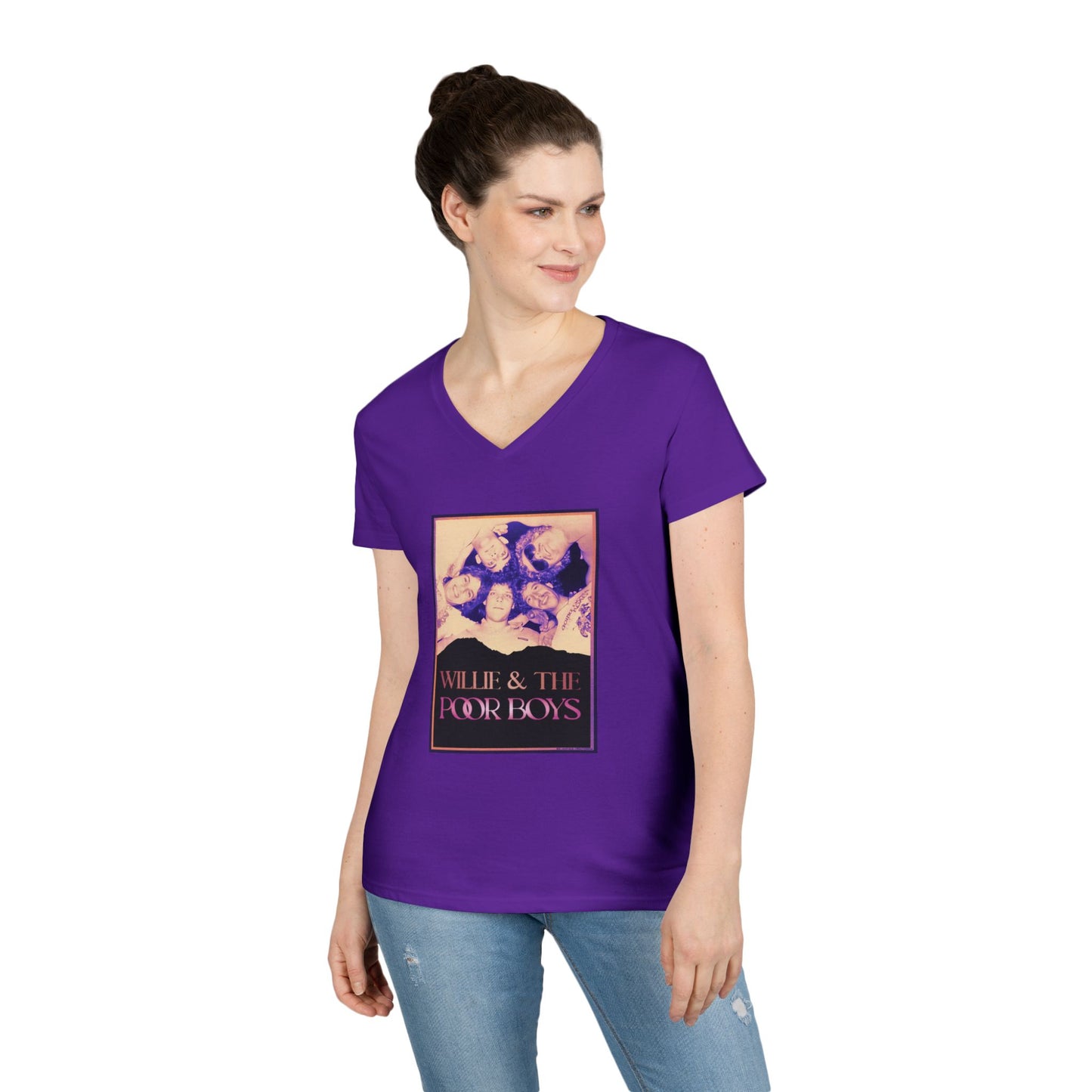 Ladies' V-Neck – Vintage Band Photo Front & 40 Years of Music & Memories Back (Various Colors Available)