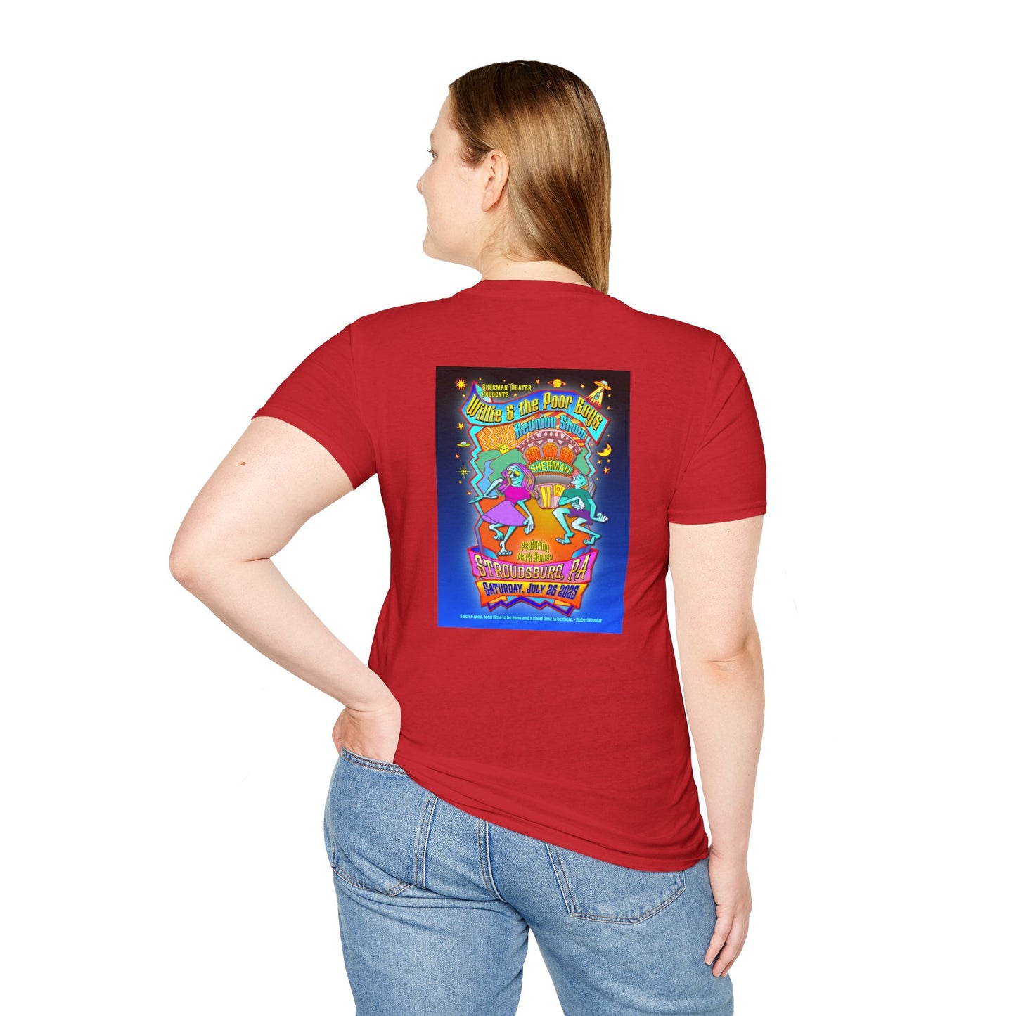 Solid Colors – 2025 Reunion Tee with Hand-Drawn Back Design and Pocket-Size Front Logo Softstyle T-Shirt (Various Colors Available)