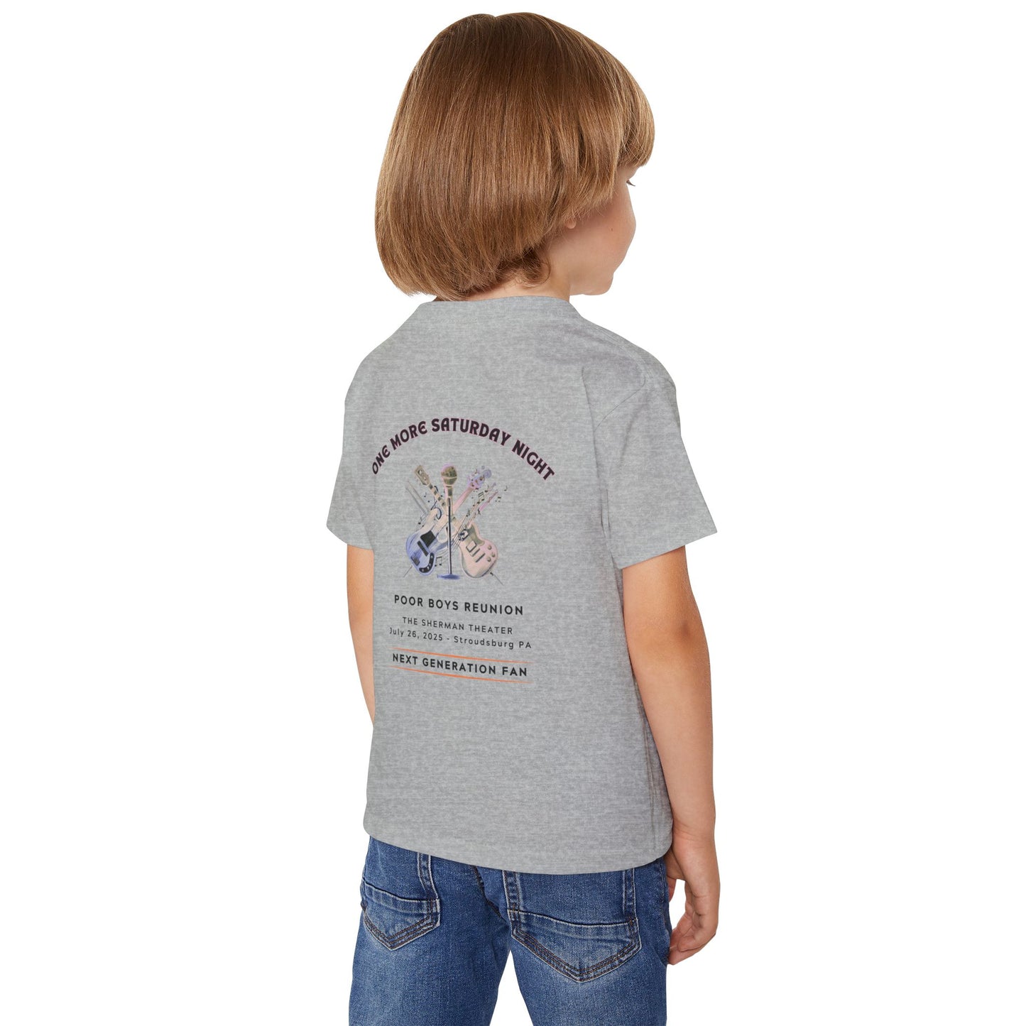 Toddler “Next Generation Fan” T-Shirt with Band Logo Front & “One More Saturday Night” Back