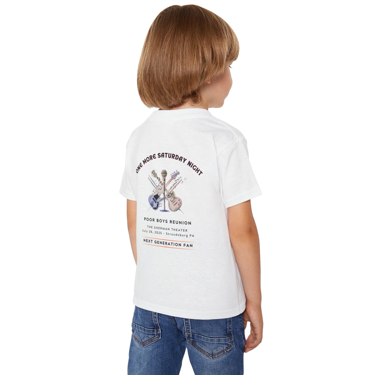 Toddler “Next Generation Fan” T-Shirt with Band Logo Front & “One More Saturday Night” Back