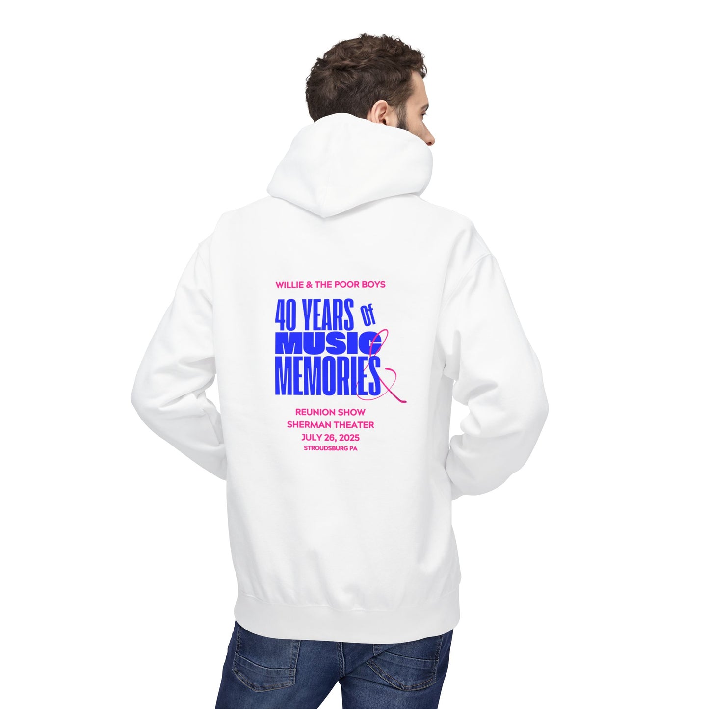 Unisex Reunion Hoodie – 40 Years of Music & Memories with Front Logo (Various Colors Available)