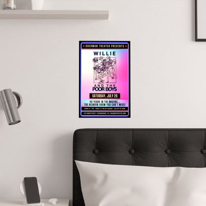 Reunion Concert Poster (Pink Hues) – Willie and the Poor Boys (Satin Finish, Retro Design)
