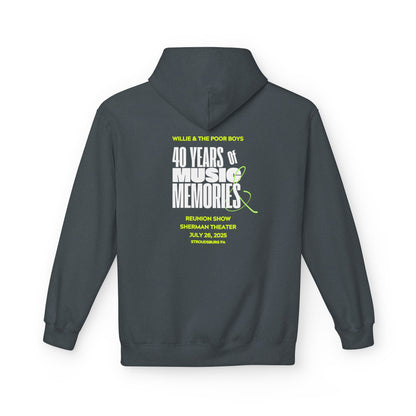 Unisex Reunion Hoodie – 40 Years of Music & Memories with Front Logo (Various Colors Available)