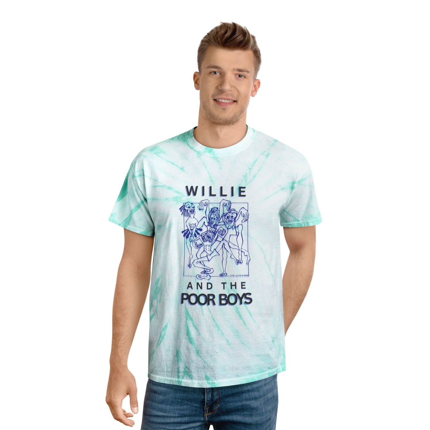 Tie-Dye "One More Saturday Night" Vintage Band Photo Back with Front Logo - Unisex T-Shirt (4 colors available)