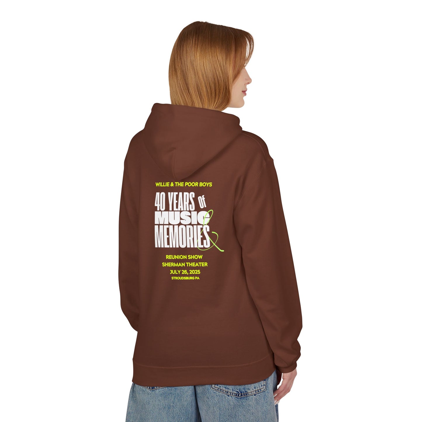 Unisex Reunion Hoodie – 40 Years of Music & Memories with Front Logo (Various Colors Available)